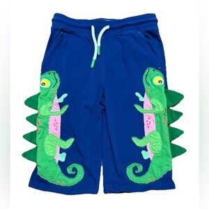 Mini Boden Baggies Jersey Short Lizard Appliqué Boys Size 7-8 Navy Green